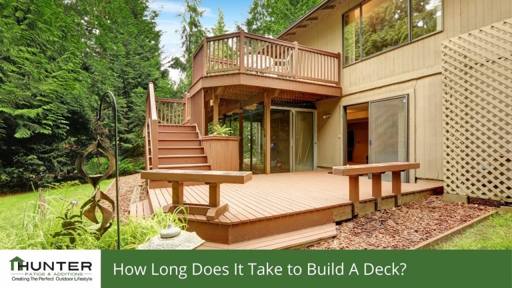 FAQs about Decking in Newcastle - Deck Modern wooden deck with surrounding trees