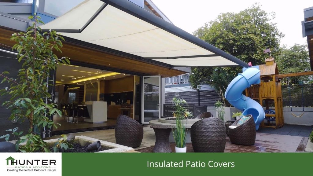 Insulated Patio Covers Modern patio with insulated cover and slide