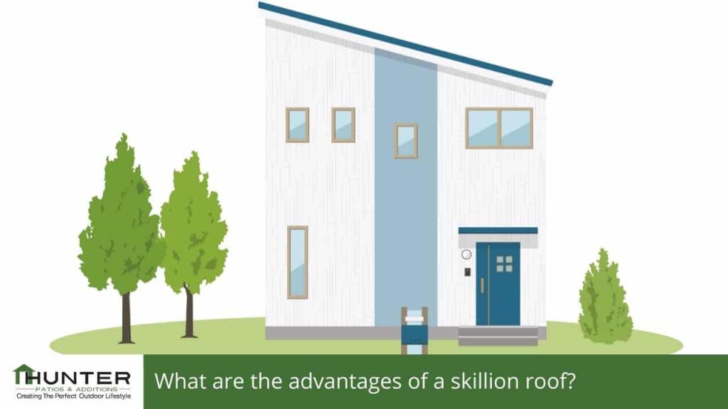 What are the advantages of a skillion roof Illustration of house with skillion roof and trees.