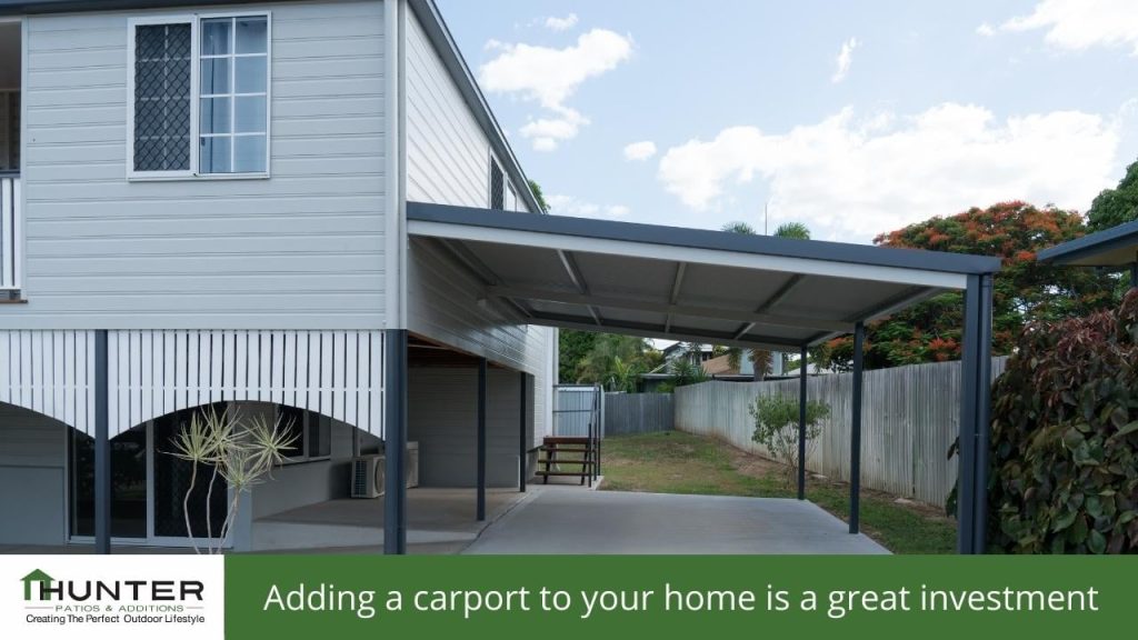 Adding a carport to your home is a great investment Adding a carport to your home is a great investment - Photo of a flat roof carport built off the side of a house.