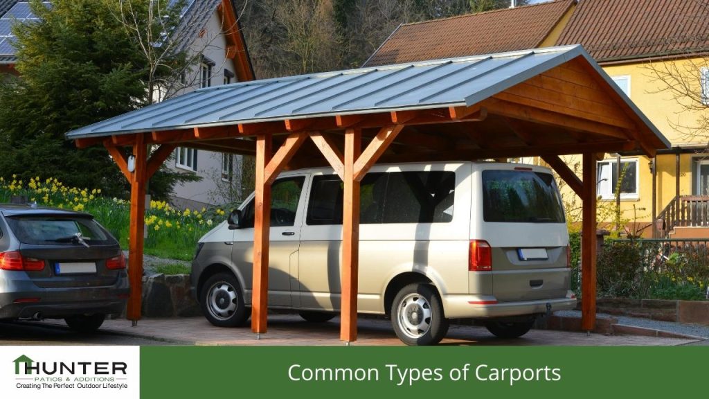 Common Types of Carports Common Types of Carports - Photo of a freestanding carport in a driveway.