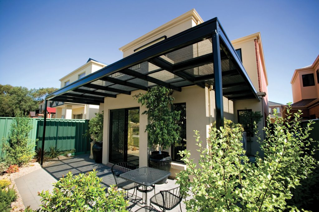 Modern house with garden and patio cover