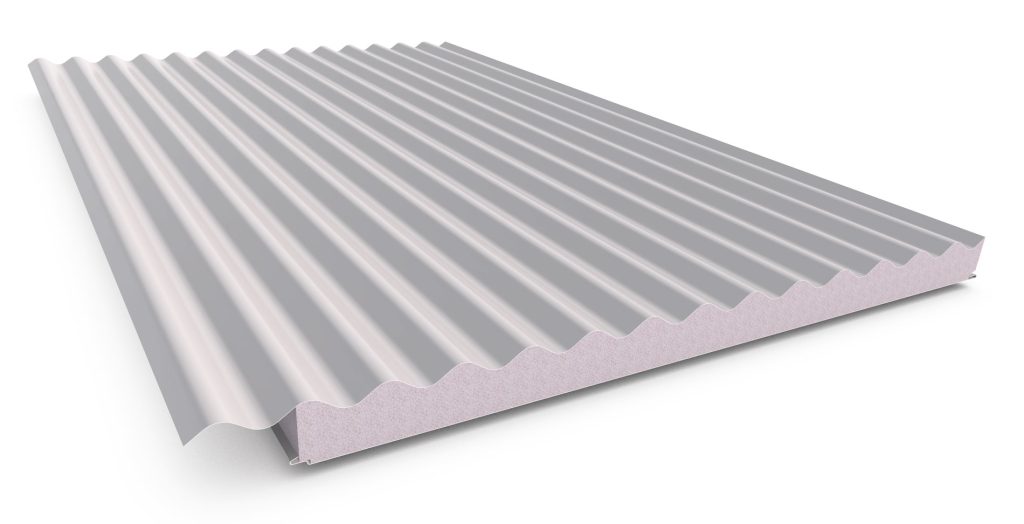 Corrugated insulated metal roof panel illustration