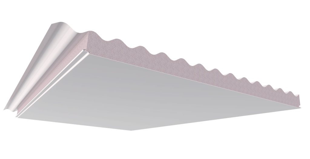 Corrugated insulated roofing panel illustration.