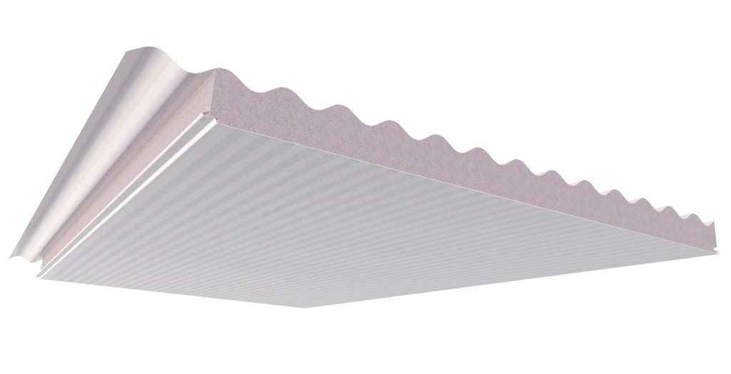 Corrugated insulated roofing panel illustration.